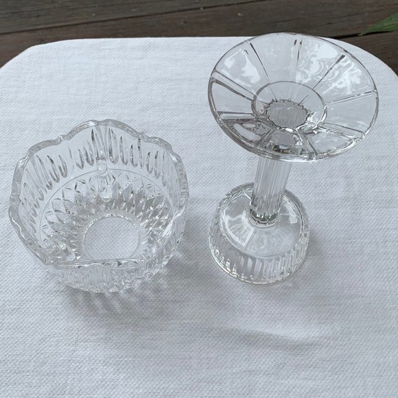Vintage 2 Piece Crystal Pedestal Tea Light/Votive Candle Holder - Picture 8 of 11
